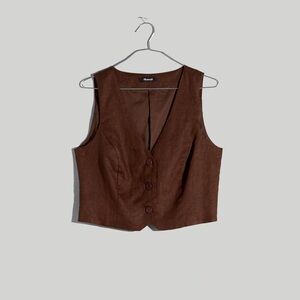 Madewell espresso brown linen vest NWT